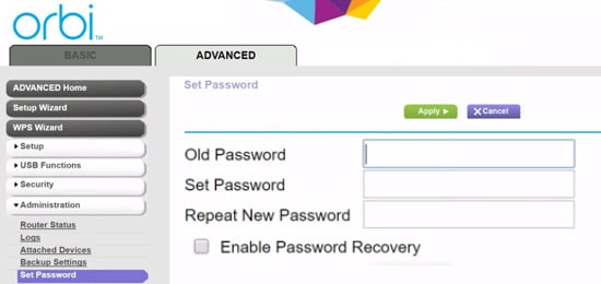 Change Orbi Admin Login Password