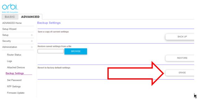 Reset Orbi RBS850 