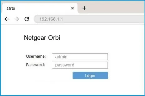 Access orbilogin.net or 192.168.1.1