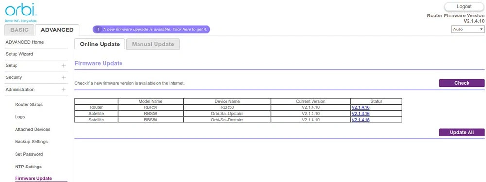 auto orbi firmware update